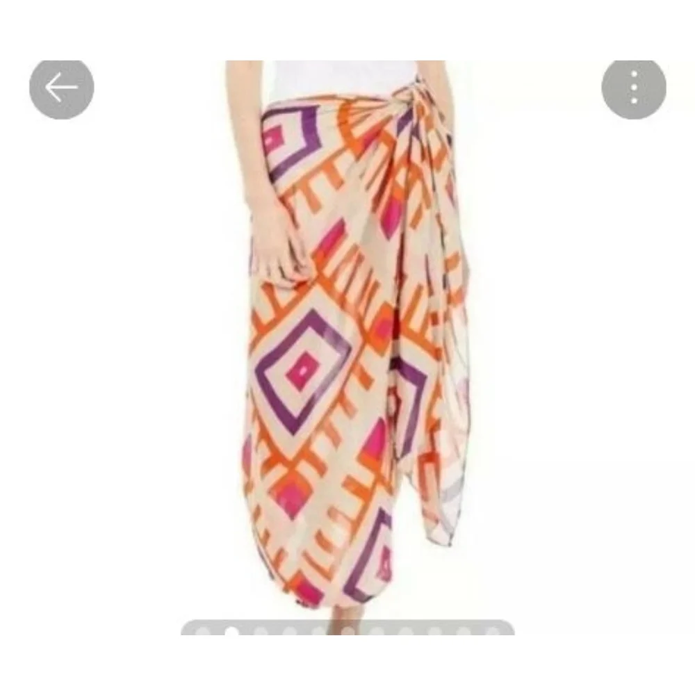 Women's Michael Stars One Size Beige Orange Purple Geometric Summer Shawl Wrap
